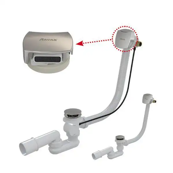 Слив-перелив Ravak X01505 для ванны, click-clack, с наливом, хром фото 2