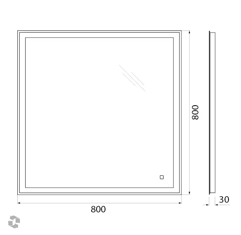 Зеркало BelBagno SPC-GRT 80х80 SPC-GRT-800-800-LED-TCH с подстветкой, сенсорный выключатель фото 9