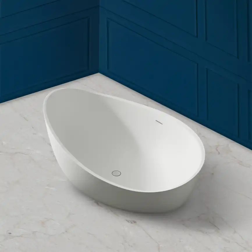 Ванна  Abber Stein 180х110 AS9639 из искусственного камня, Белая матовая фото 3