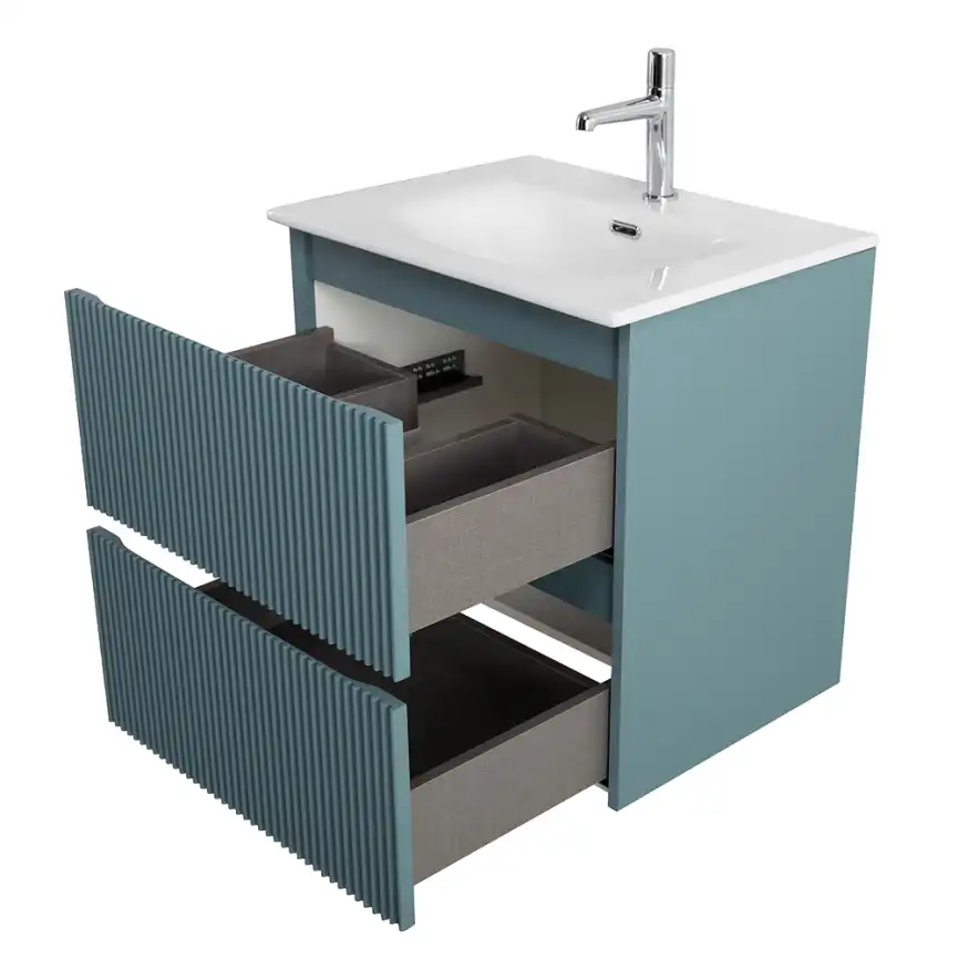 Тумба под раковину BelBagno UNO-600-2C-SO-AO подвесная, Голубой Матовый фото 6