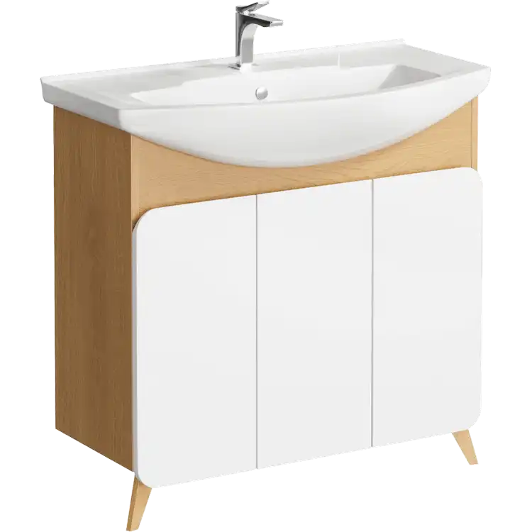 Тумба с раковиной напольная Aqwella Basic 80 см, BAS0108DZ, цвет Дуб золотой фото 1