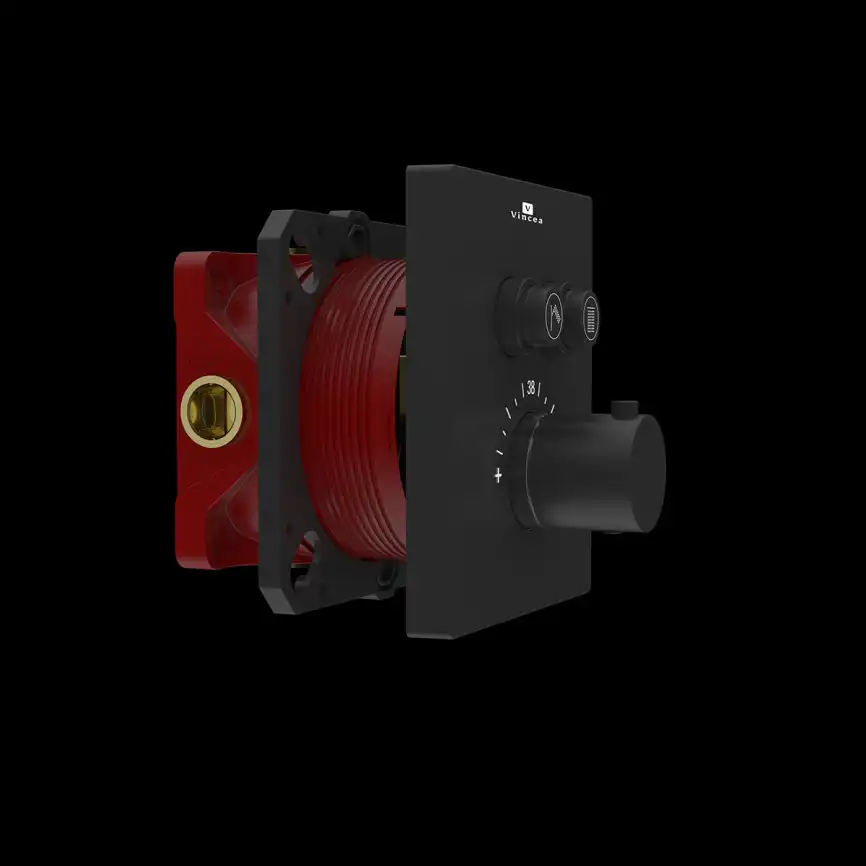 Смеситель для душа Vincea VSCV-321TMB встраиваемый  двухфункциональный, термостатический, черный фото 2