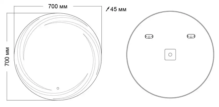 Зеркало Grossman Arma 70х70 157070 с подстветкой, сенсорный выключатель фото 2