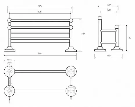 Полочка для полотенец 66,5 см BEMETA RETRO золото 144202258 фото 2