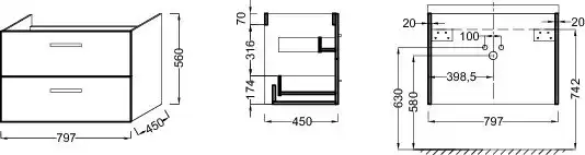 Тумба с раковиной Jacob Delafon Ola 80 см, EB391RU-J5, белая фото 6