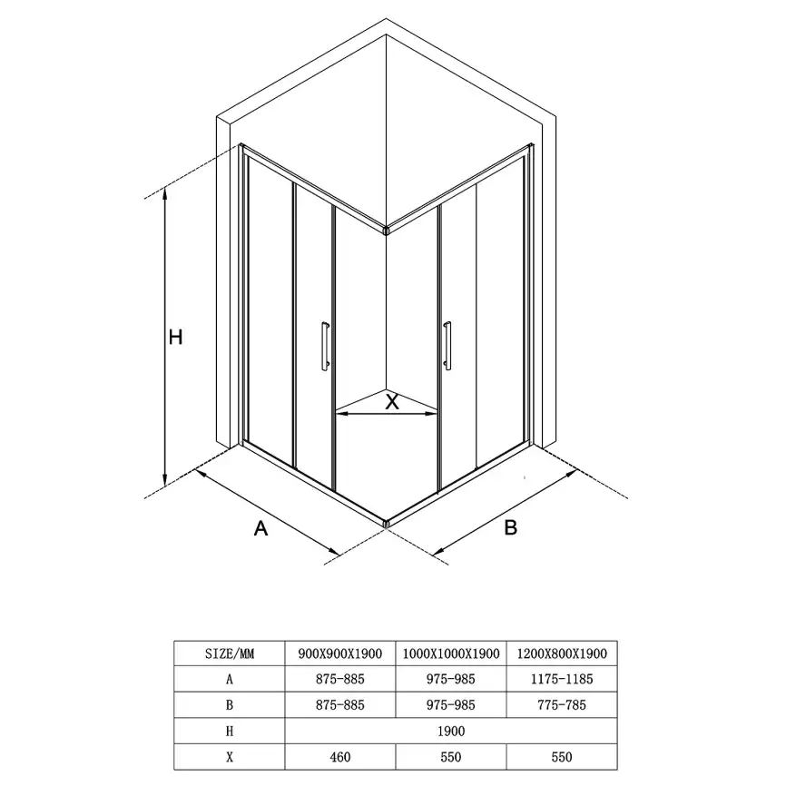 Душевой уголок Loranto 100х100 CS-AB01S-100, профиль сатин, стекло Прозрачное фото 6