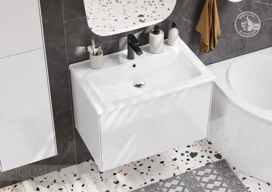 Тумба под раковину Aquaton Сохо 60 1A258001AJ010 подвесная цвет, белый глянец фото 3