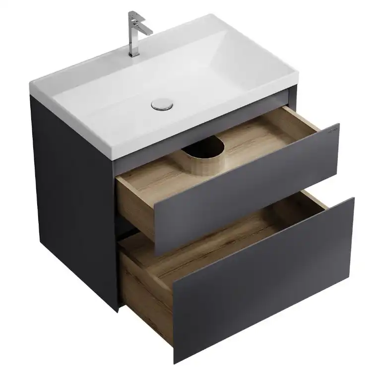 Тумба под раковину Grossman Меркадо 70 подвесная, графит матовый (107079) фото 2