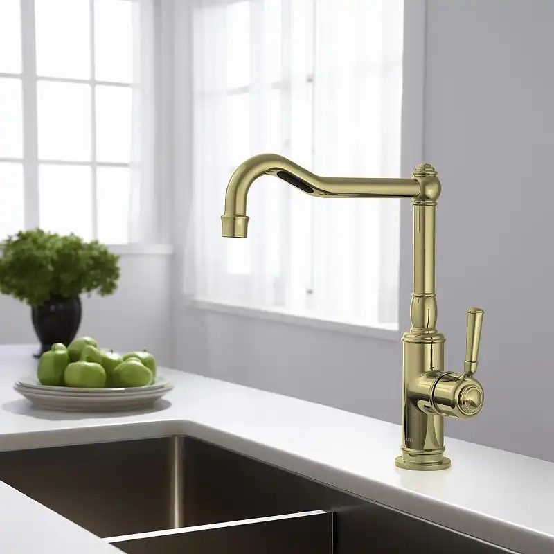 Смеситель для кухни Aquatek Классик AQ1580PG поворотный излив, Золото фото 3