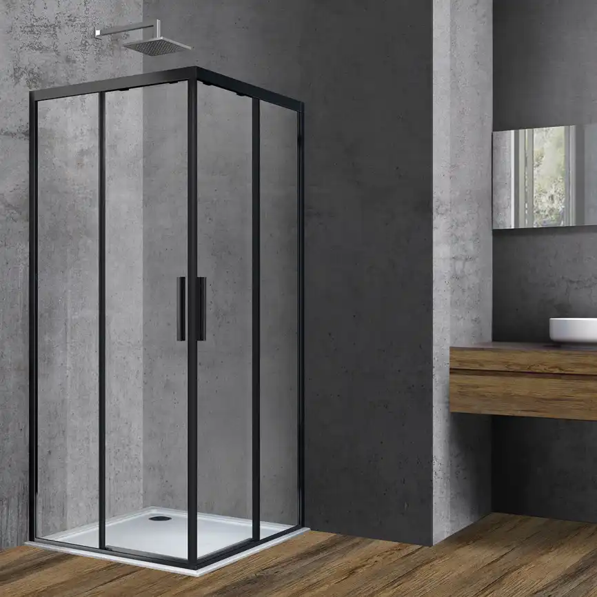 Душевой уголок Vincea Soft 100х100 VSS-3SO100CLB, профиль черный, стекло Прозрачное фото 1