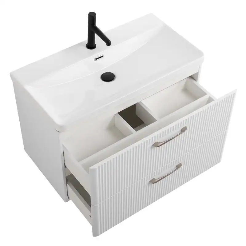 Тумба под раковину BelBagno DUE-600-2C-SO-BL-P подвесная Bianco Lucido фото 4