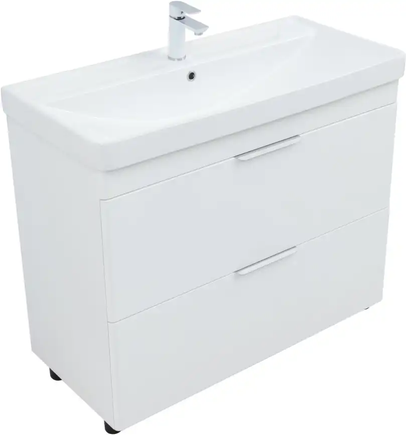 Тумба под раковину Aquanet Ирис New 100 напольная, белый глянец, напольная, 339257 фото 5