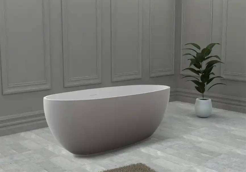 Ванна Abber Stein 150х80 AS9641-1.5 из искусственного камня, Белая матовая фото 3