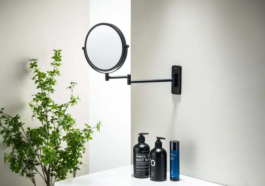 Зеркало косметическое Aquatek AQ4911MB настенное 5х, Черный матовый фото 3