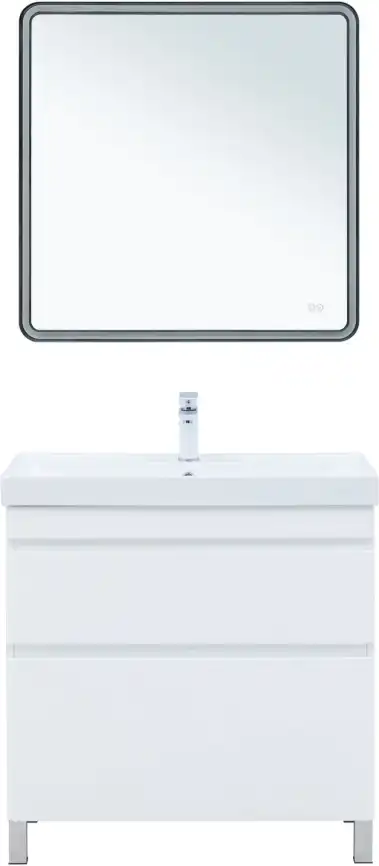 Тумба под раковину Aquanet Слим 80 напольная, белый сатин, 346044 фото 9