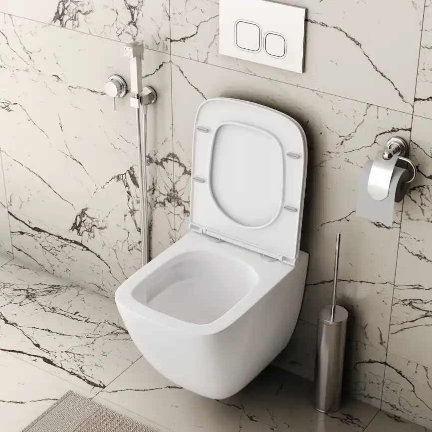 Подвесной унитаз Grossman GR-4497SQC безободковый, смыв торнадо, Белый глянцевый фото 4