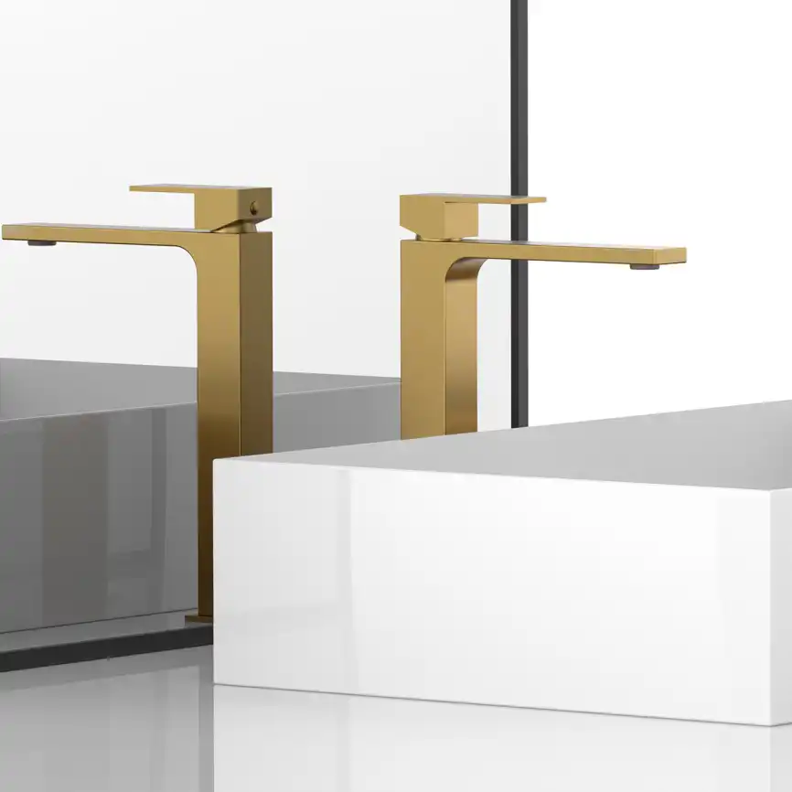 Смеситель для раковины Vincea Cube VBF-1C02BG однорычажный, брашированное золото фото 1