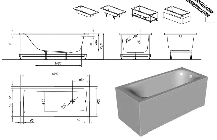 Акриловая ванна Kolpa-San QUAT Evelin 160x70 (1W28F) 900282, Белая фото 6
