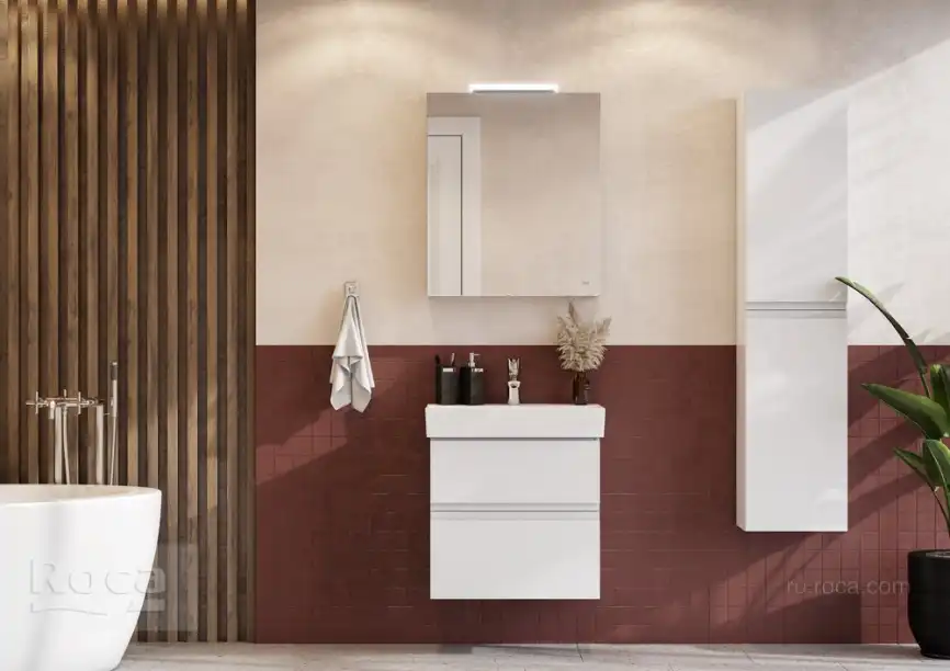 Зеркальный шкаф Roca Oleta 60 A857646806 с подсветкой, Белый глянец фото 7