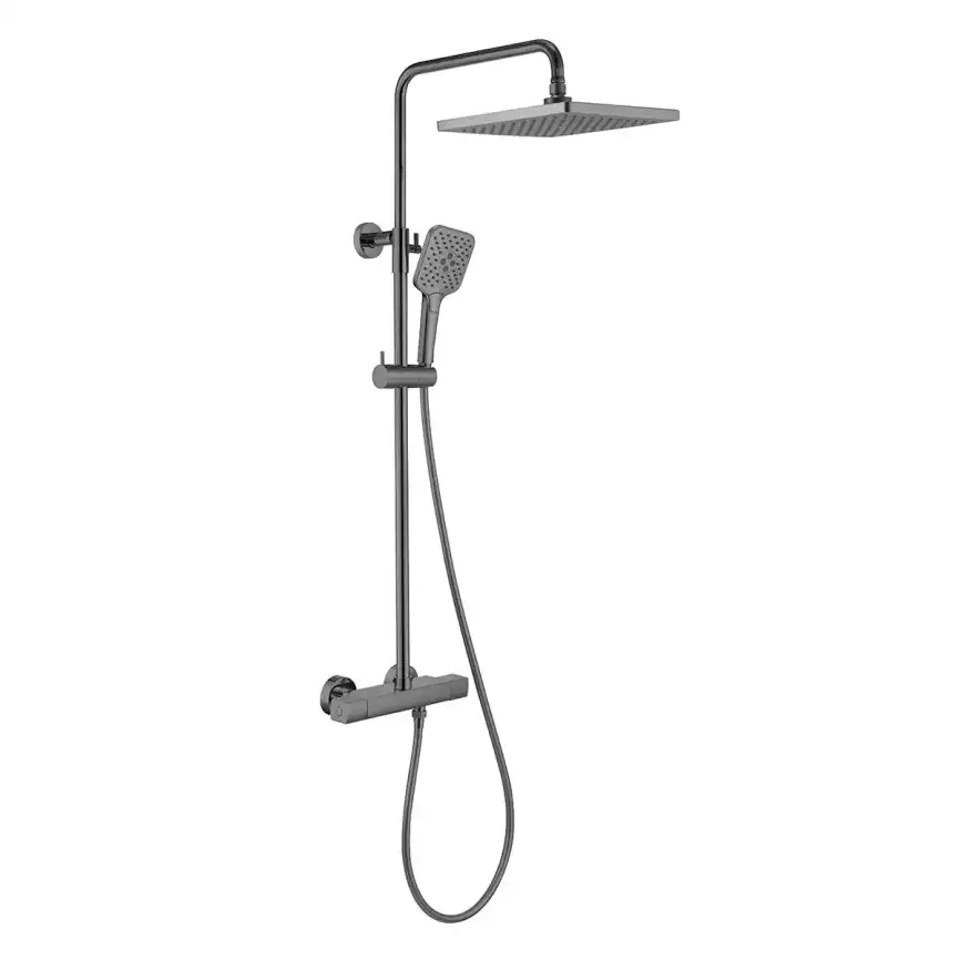 Душевая система  Vincea Next VSFS-1N0TGM VSFS-1N0TGM  с термостатом, вороненая сталь фото 2