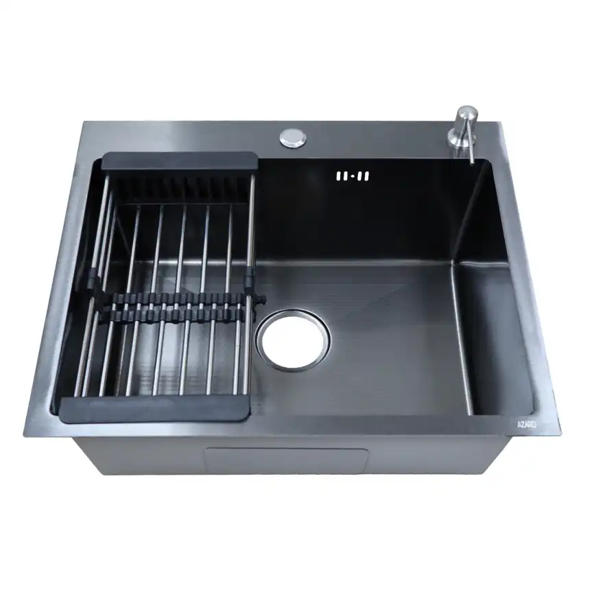 Кухонная мойка AZARIO NICOLE 600х500х220 нержавеющая сталь, черный соты: AZB6050H фото 1