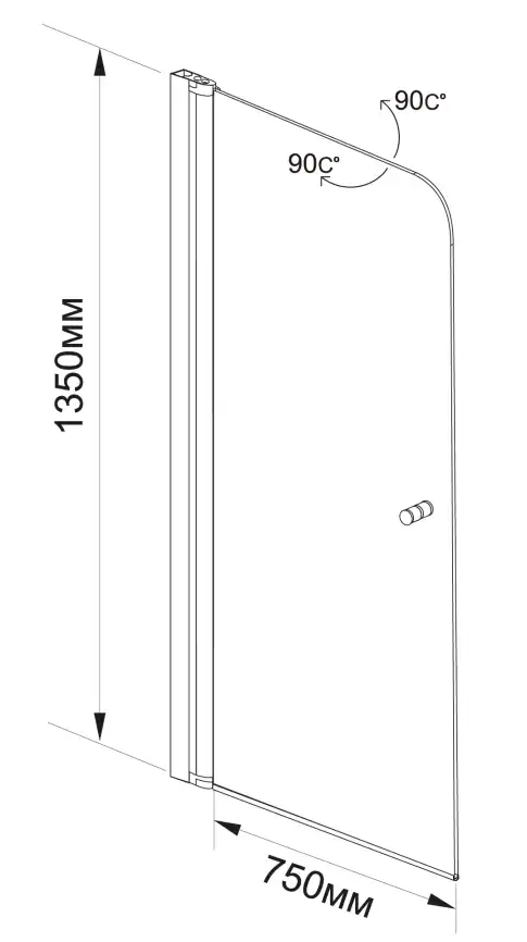 Шторка для ванны Aquanet Alfa 75 см, NF6211, профиль Хром, стекло Прозрачное фото 2