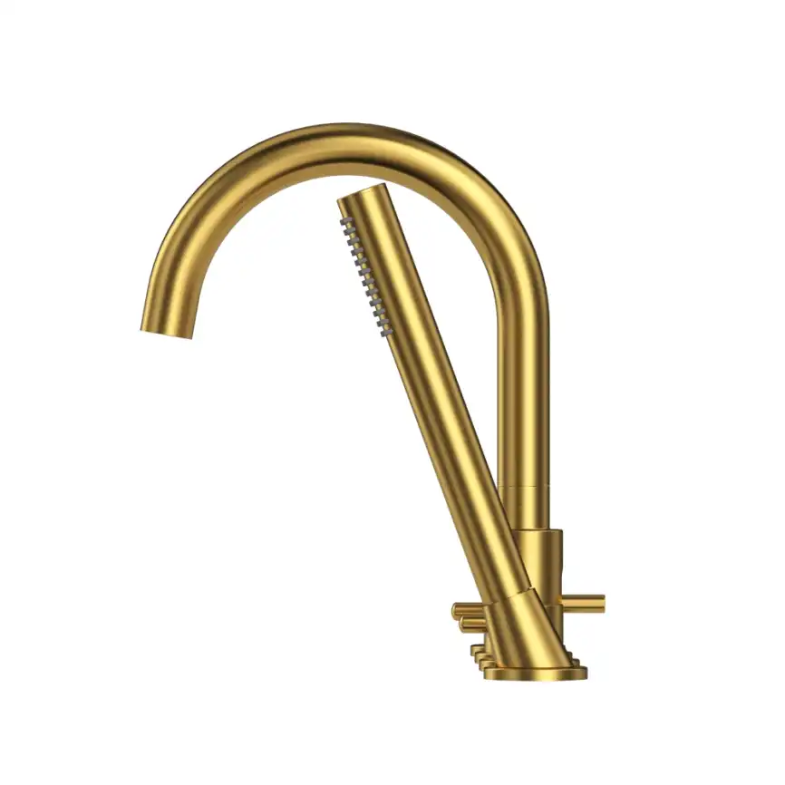 Смеситель на борт ванны Whitecross Y brushed gold на 4 отверстия Золото брашированное, Y1232GLB фото 2