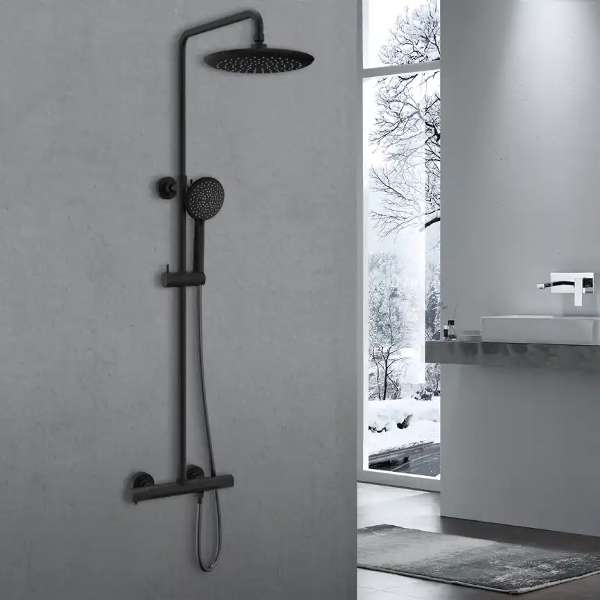 Душевая система  Vincea Desire VSFS-1D0TMB VSFS-1D0TMB  с термостатом, черный матовый фото 1