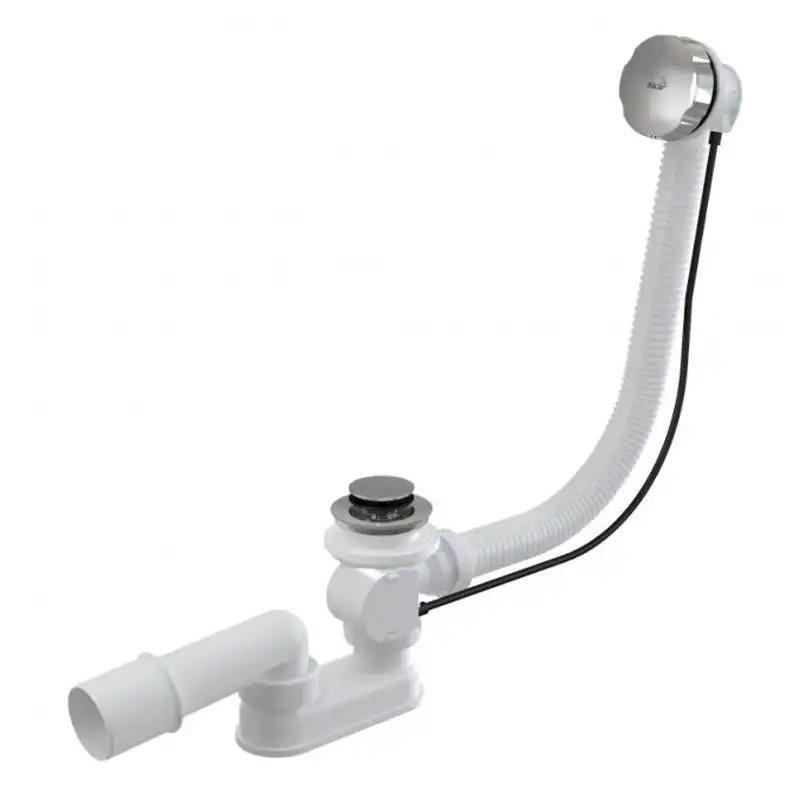 Слив-перелив AlcaPlast A55K-80-RU-01 полуавтомат для ванны, хром фото 1