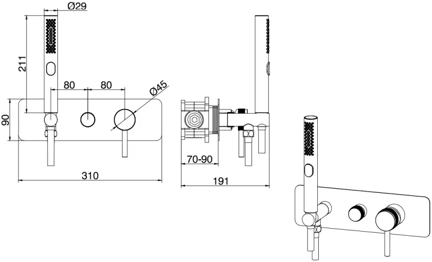 Смеситель для душа Allen Brau Priority 5.31009-00 встраиваемый, с внутренней частью, Хром фото 2