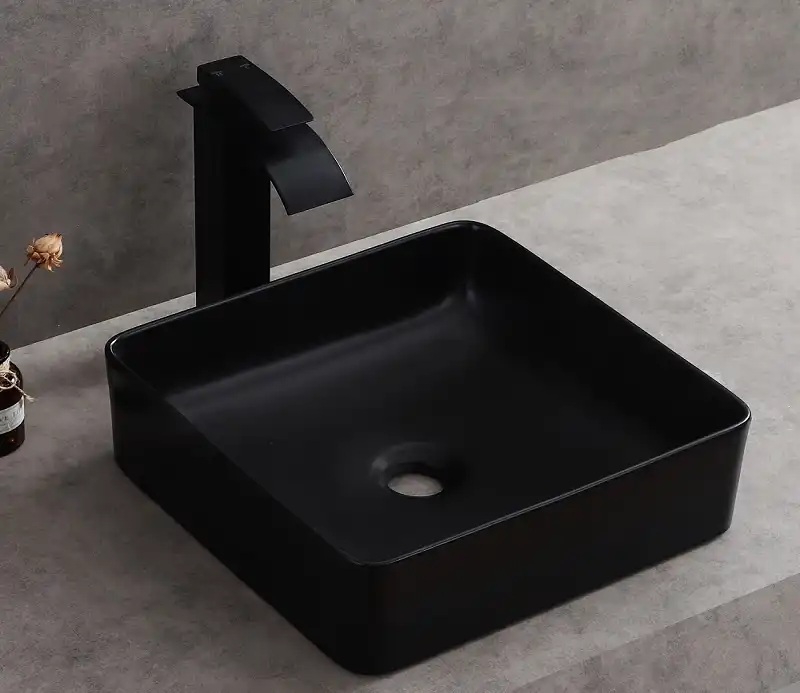 Раковина накладная CeramaLux 405х405х110 1305MB, цвет Черный фото 3