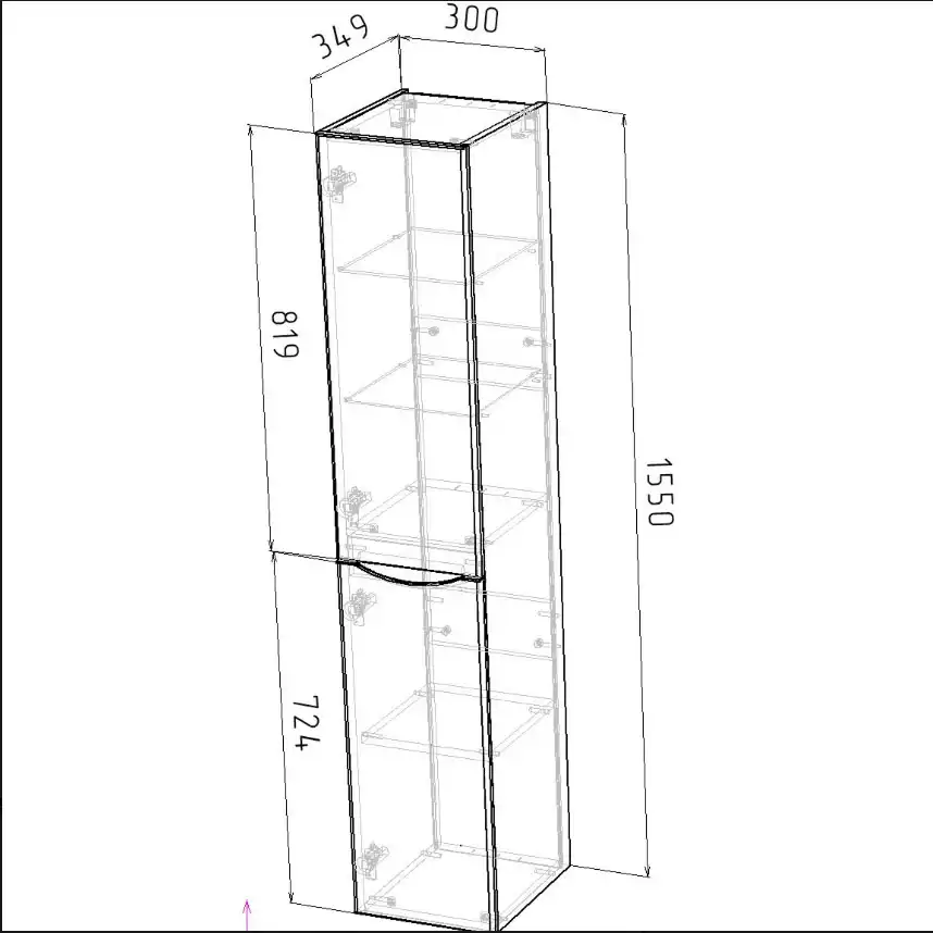 Шкаф-пенал для ванной Grossman Меркадо 32 подвесной, графит матовый (303285) фото 6