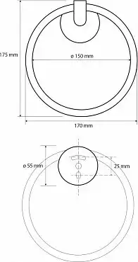 Кольцо для полотенец 16 см BEMETA DARK Черное матовое 104204060 фото 2