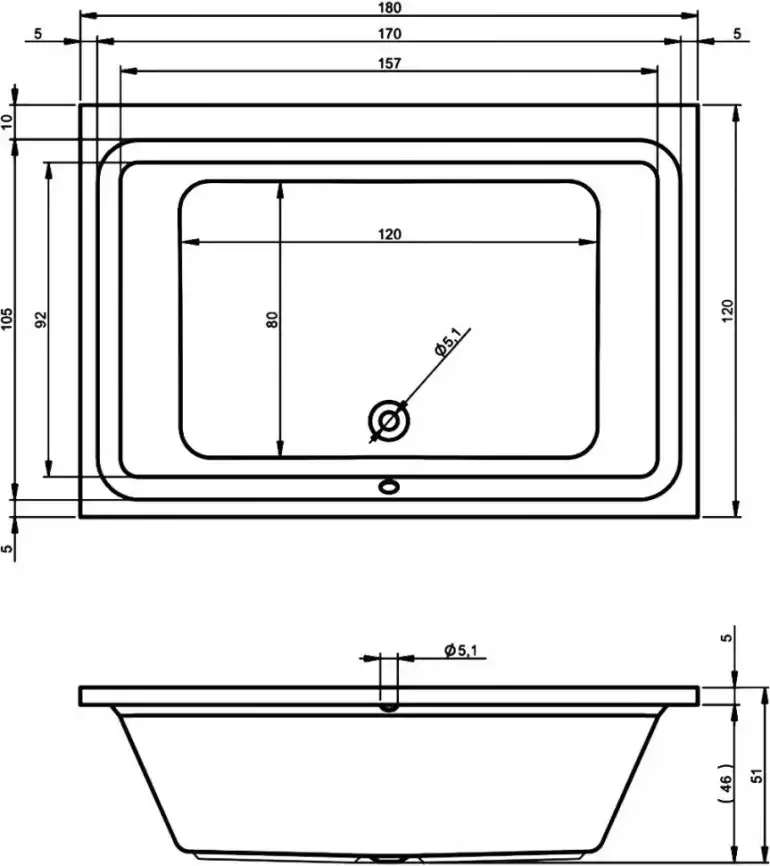 Акриловая ванна RIHO CASTELLO 180х120 прямоугольная B064001005 фото 2