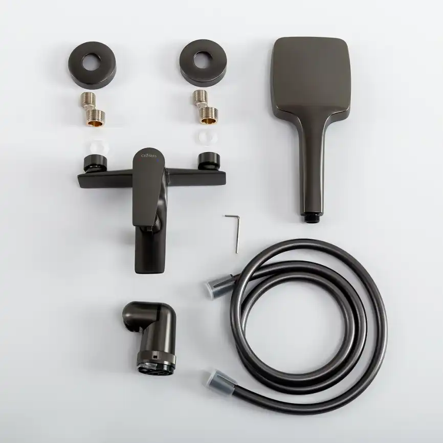 Смеситель для ванны и душа Cezares LINER-VD-GM, Оружейная сталь фото 5