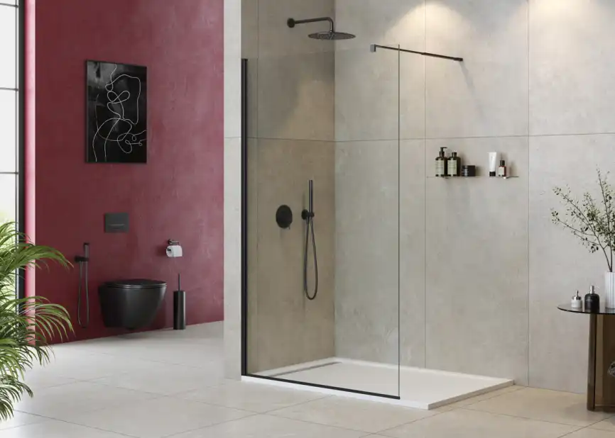 Душевая перегородка CEZARES LIBERTA-L-1-120-C-NERO стекло Прозрачное, профиль Черный фото 1