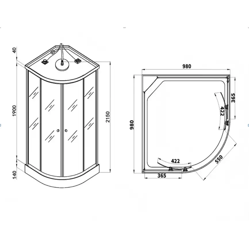 Душевая кабина Loranto 100х100, низкий поддон, Матовое стекло, CS-881ED13TM/W-100 фото 3