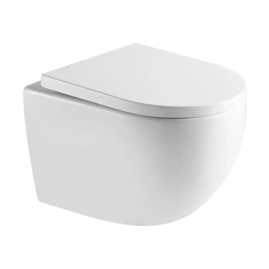 Подвесной унитаз Azario Ollin AZ-0253VD безободковый, с сиденьем микролифт, Белый глянцевый фото 1