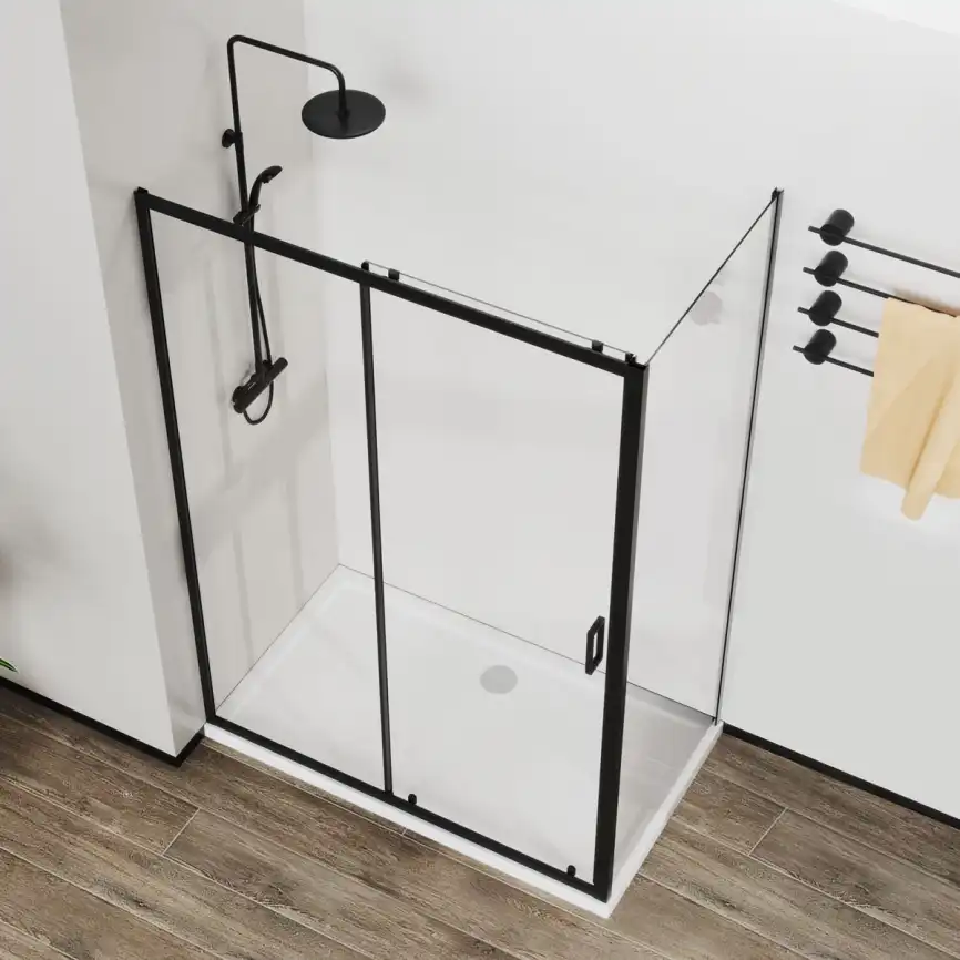 Душевой уголок Vincea City 120х90 VSR-5CT9012CLB, профиль черный, стекло Прозрачное фото 4