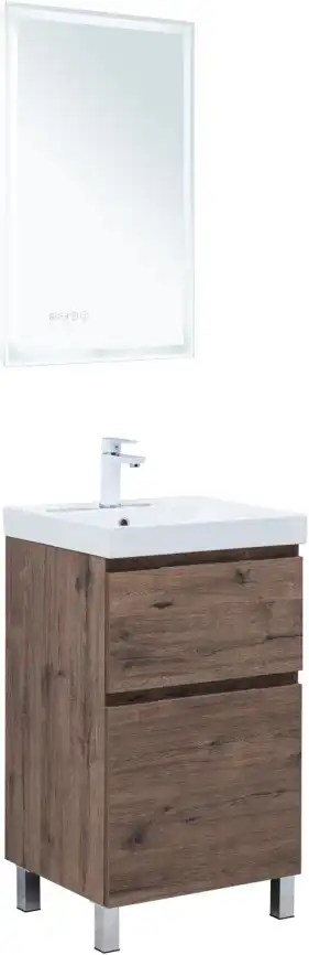 Тумба под раковину Aquanet Алвита New 50 напольная, дуб веллингтон табак, 344126 фото 14