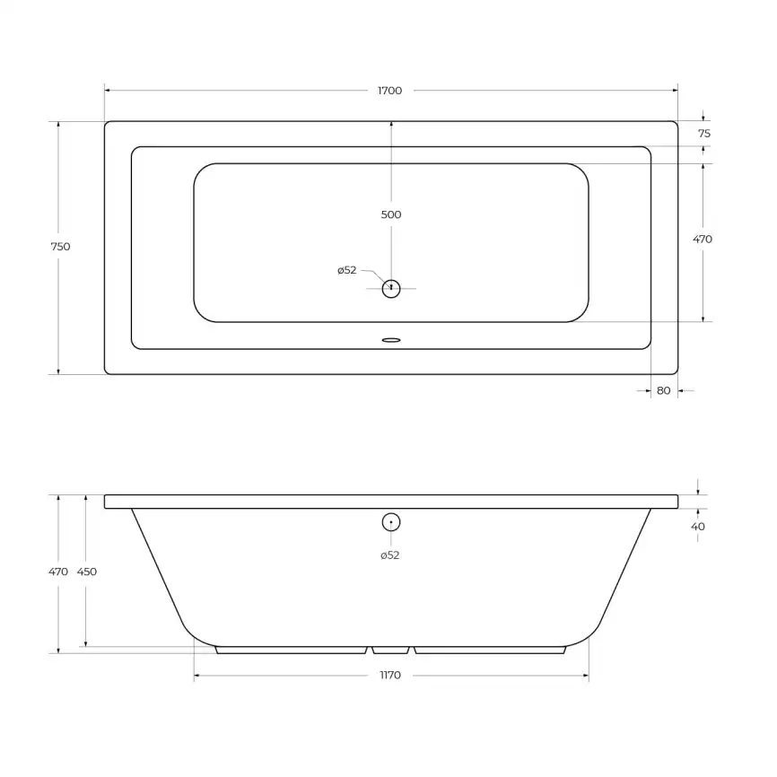 Акриловая ванна CEZARES PLANE-170-75-45-W37, Белая фото 3