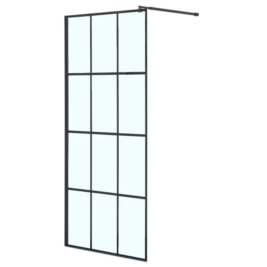 Душевая перегородка Loranto Walk-in 80 CS-W02B-80, профиль черный матовый, стекло Прозрачное, лофт клетка фото 1