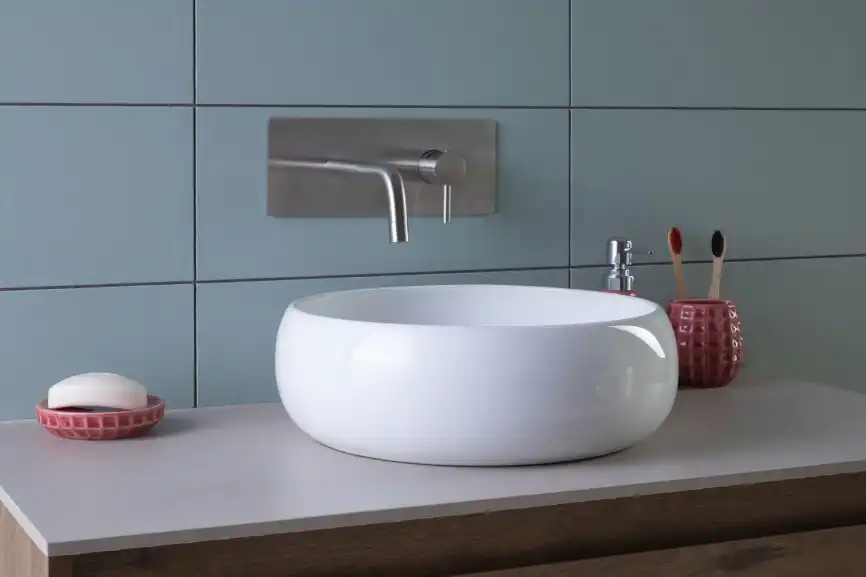 Раковина накладная Aquanet ROUND-1 36х36х13 круглая, Белая глянцевая фото 9