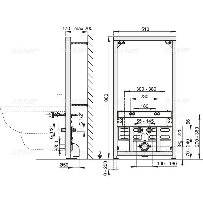 Инсталляция для биде Alcaplast A105/1000 фото 2