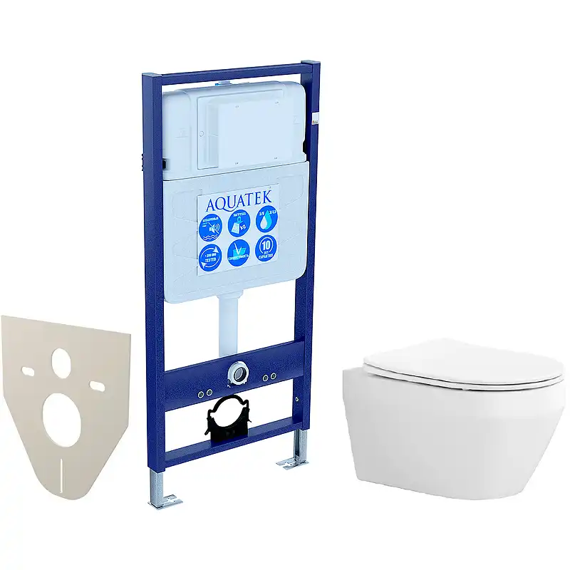 Унитаз с инсталляцией SET AQUATEK ЛЕЯ с сиденьем микролифт без клавиши смыва фото 1