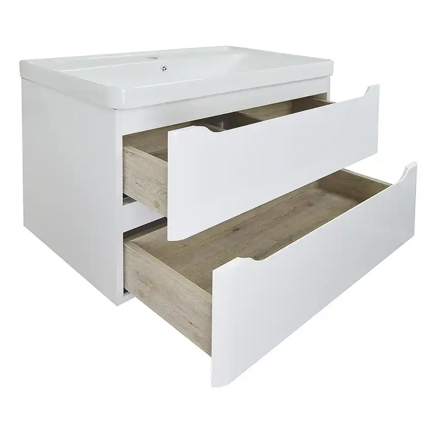 Тумба с раковиной Azario Lotos 80 CS00083931, подвесная, Белая глянцевая фото 3