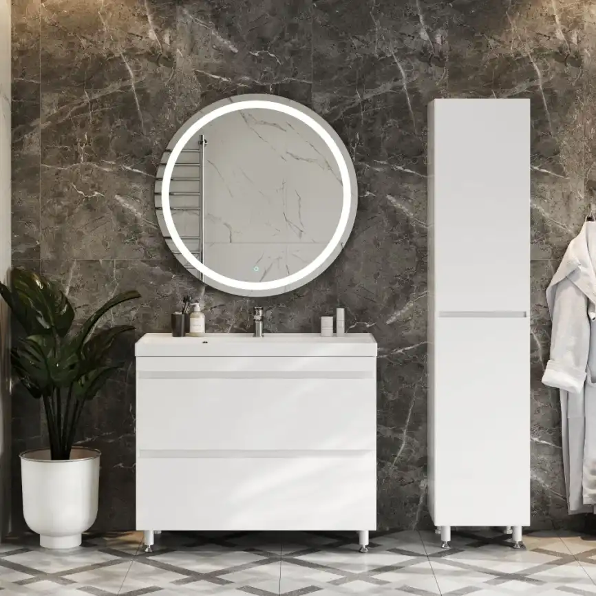 Шкаф-пенал FAURAplus Сантельмо 40 напольный, Белый глянцевый фото 2