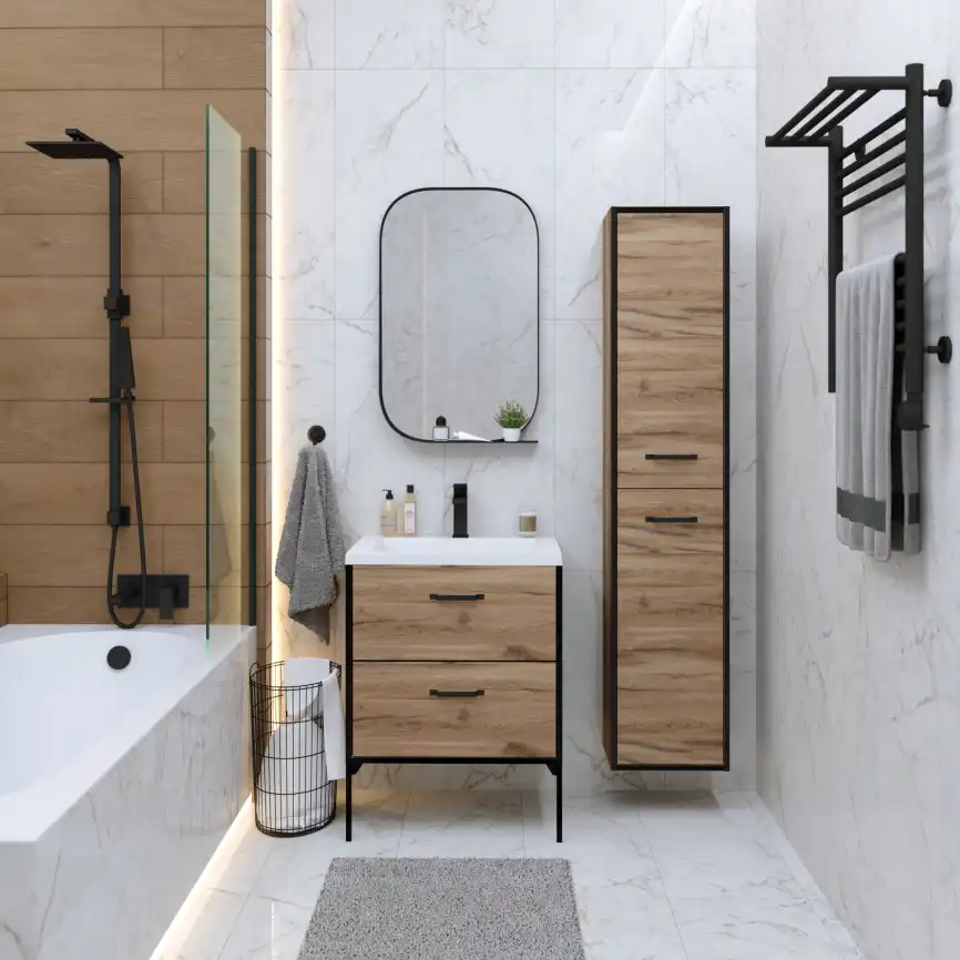 Тумба под раковину Grossman Неро 70 напольная, альпийский дуб/черный (107004) фото 6