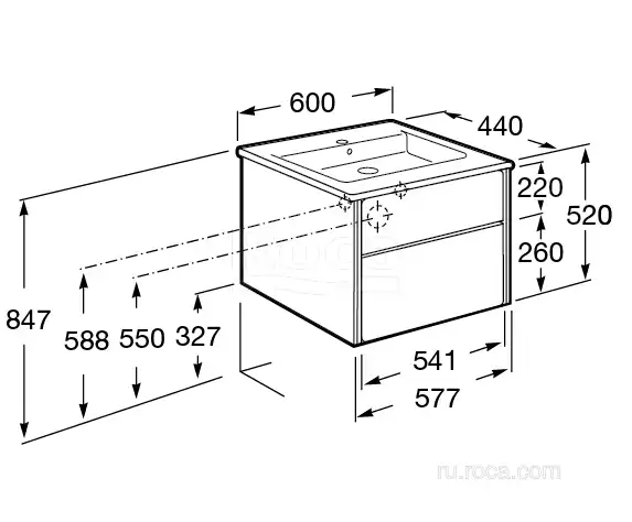 Тумбы под раковину Roca Ronda 60 ZRU9302963 подвесная, цвет, Белый глянец / Антрацит фото 8