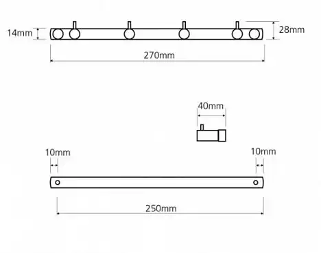Планка с 4-мя крючками 27 см BEMETA NEO Нержавеющая сталь 104606105 фото 2